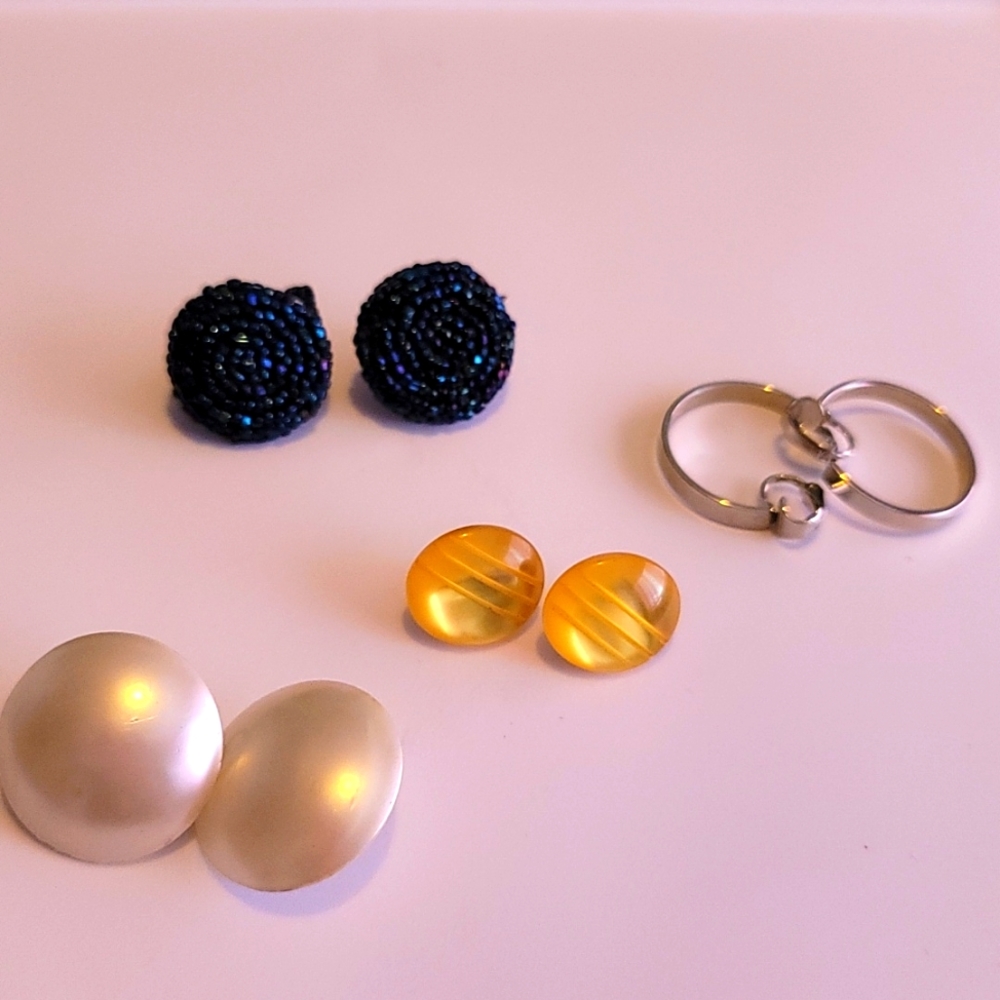 Set of 4 Vintage Clip-on Earrings